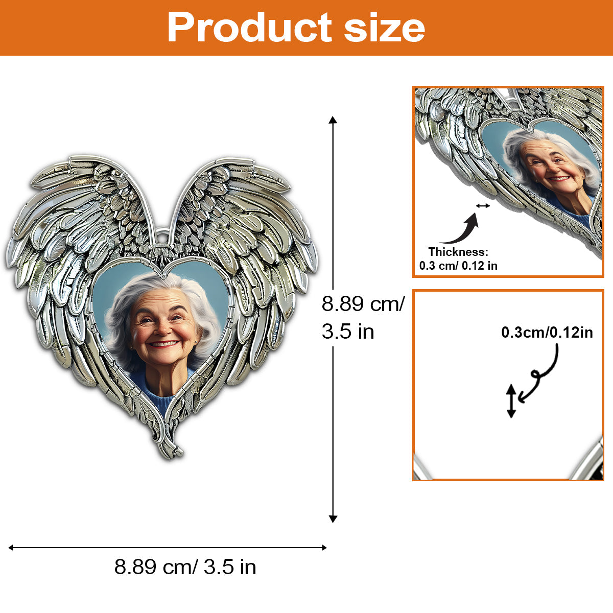 Ein Teil meines Herzens lebt im Himmel - Personalisierte Gedenk-Aluminium-Ornamentfigur (beidseitig bedruckt)