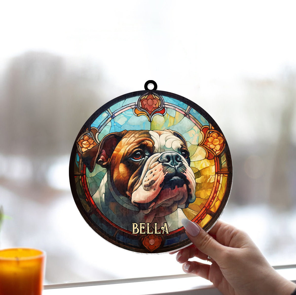 Ich liebe meinen Hund – Personalisierter Hunde-Fensterhänger als Sonnenfänger
