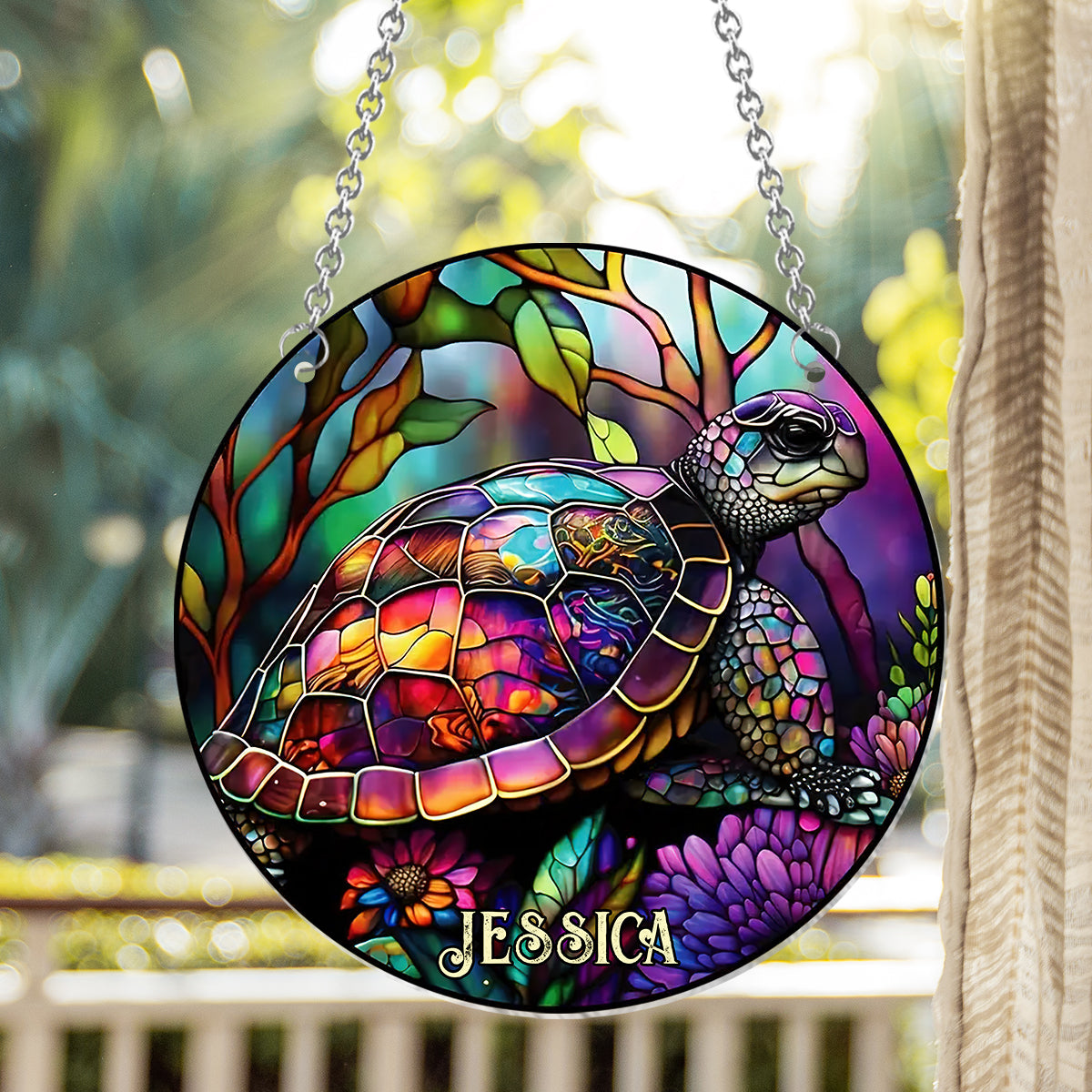 Salty Lil Beach - Personalized Turtle Window Hanging Suncatcher Ornament