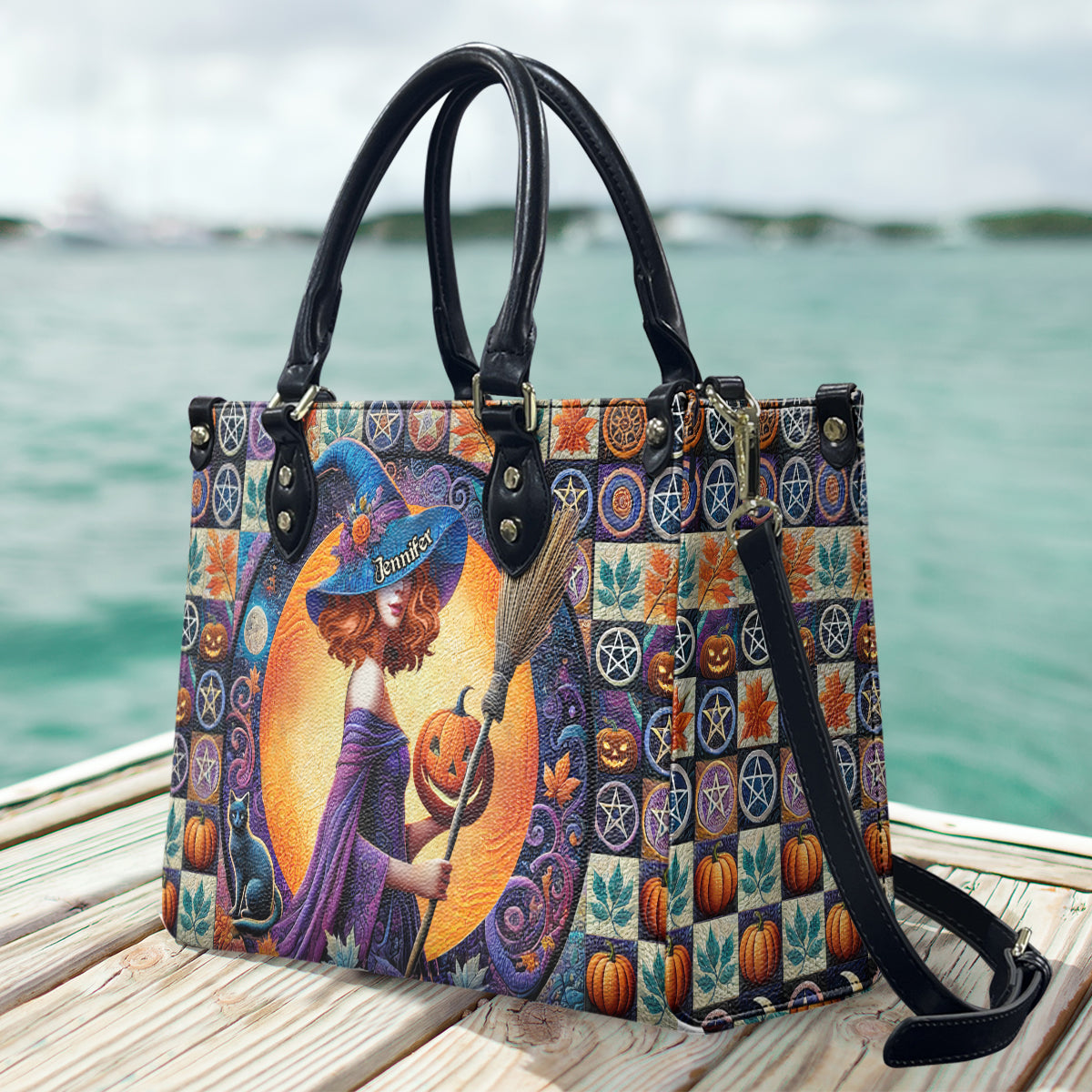 Wunderschöne Hexe – personalisierte Hexen-Lederhandtasche