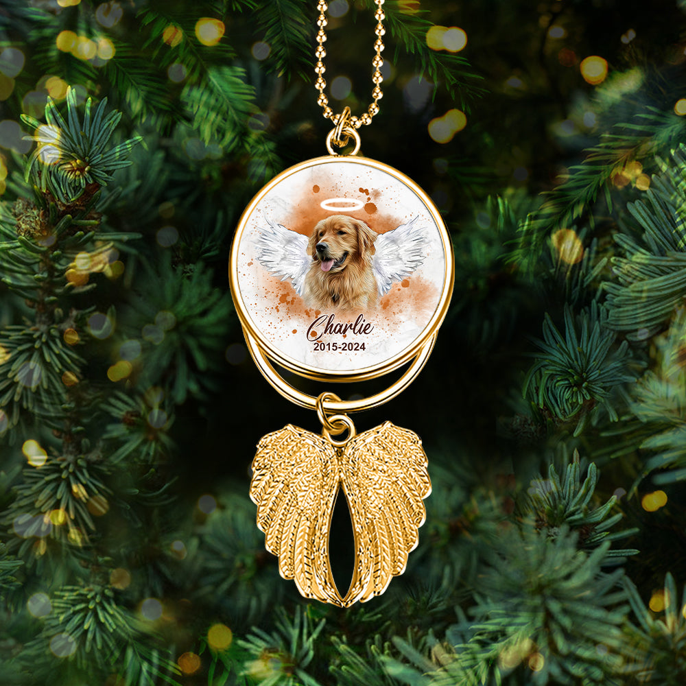On Angel Wings You Were Taken Away - Personalized Dog Wings Ornament