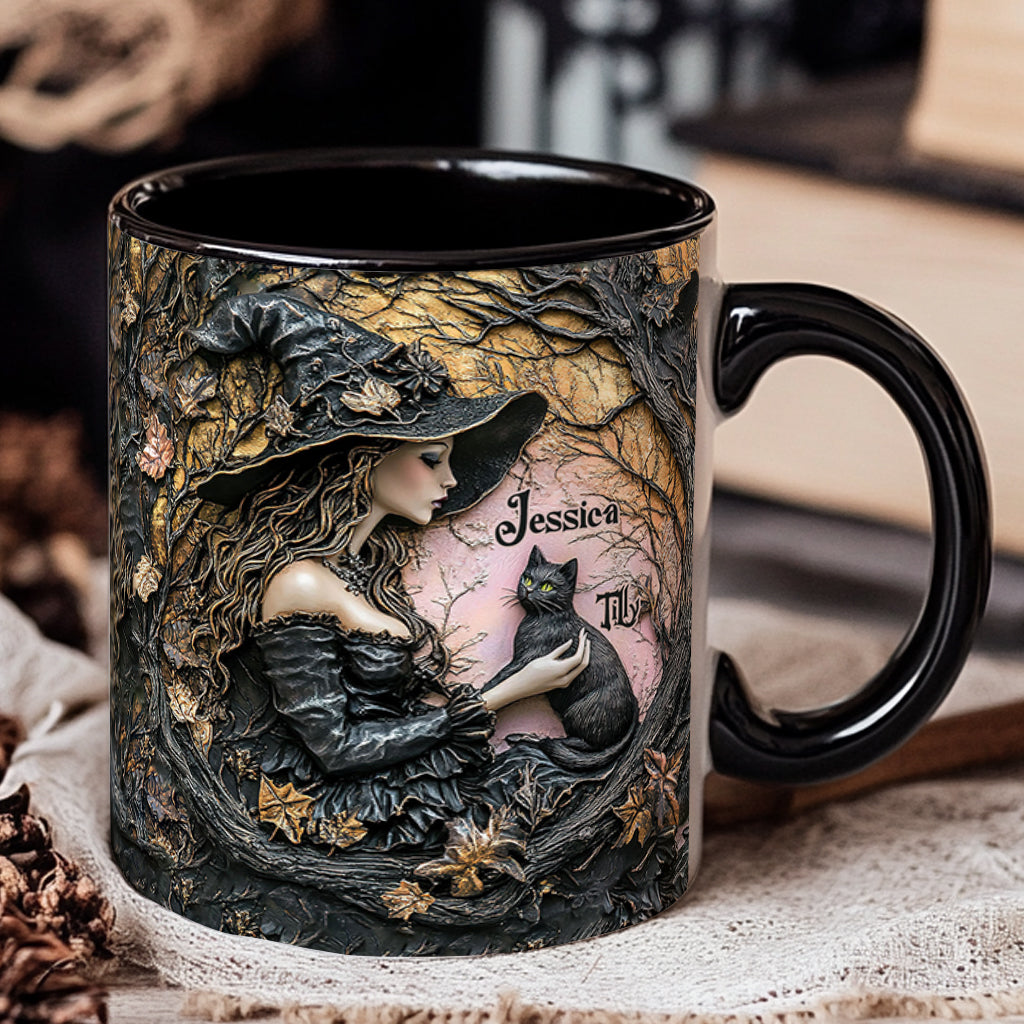 Eine Hexe und ihre schwarze Katze – Eine wunderschöne Sache – Personalisierte Tasse mit Hexenmotiv