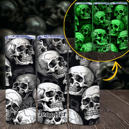 Skull And Fire – Personalisierter, schlanker Totenkopf-Leuchtbecher