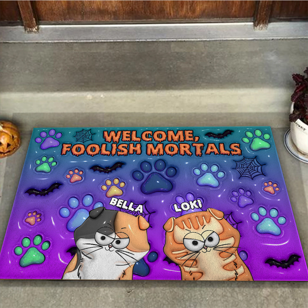 Welcome Foolish Mortals - Personalized Cat Doormat