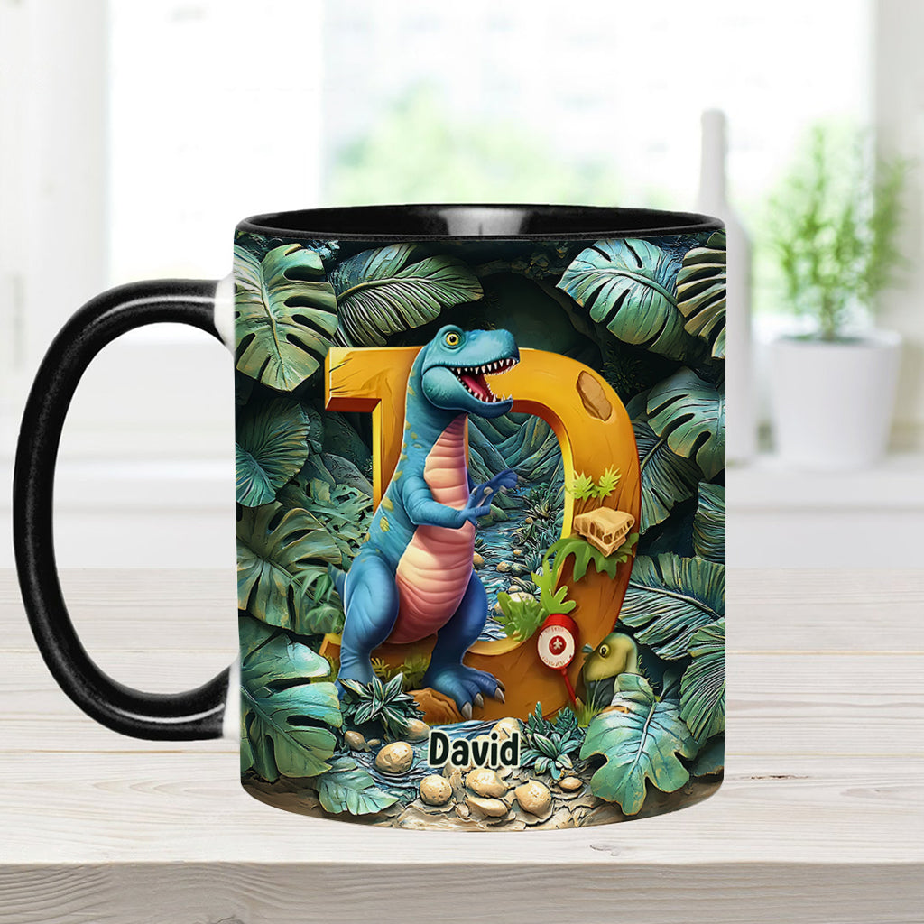 Dinosaurier-Buchstabe - Personalisierte Tasse mit Kinderakzent