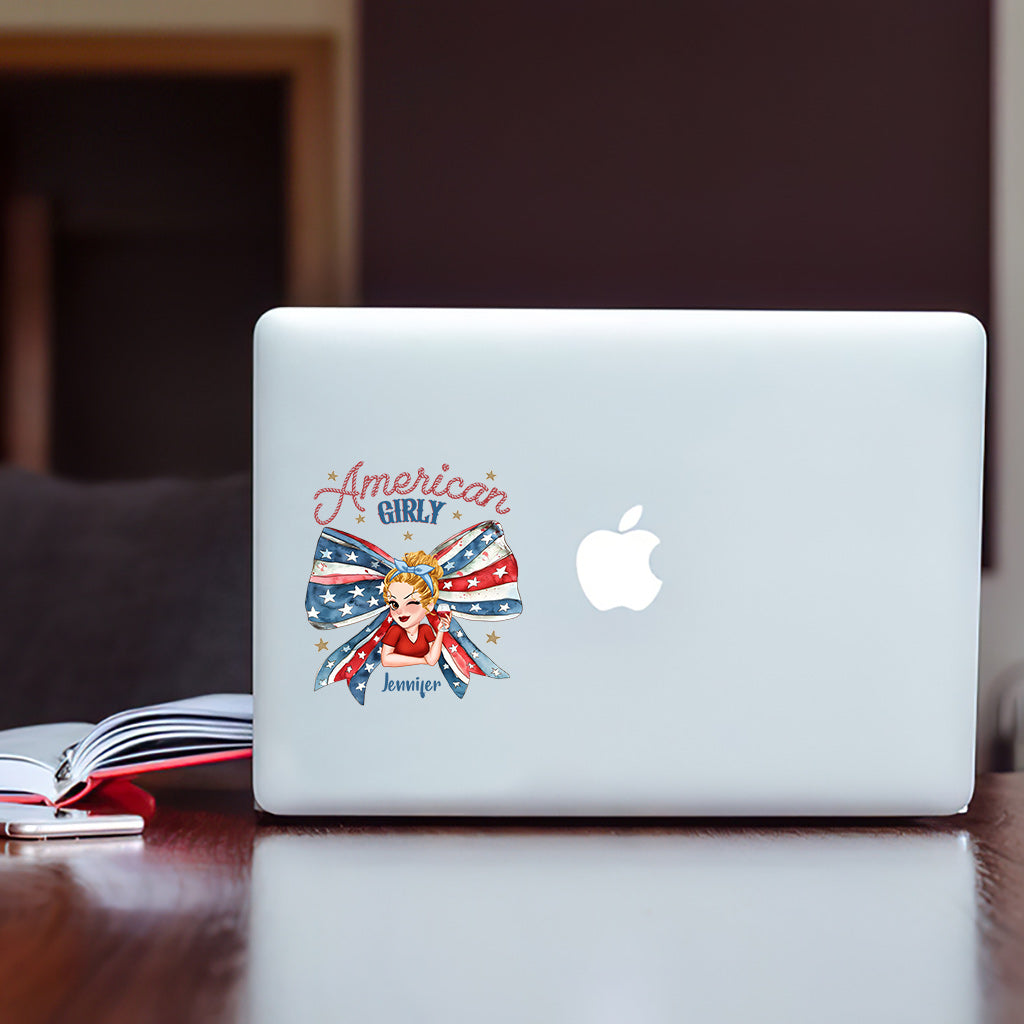 Coquette American Girl - Personalisierter Aufkleber zum Unabhängigkeitstag/4. Juli (Vollversion)
