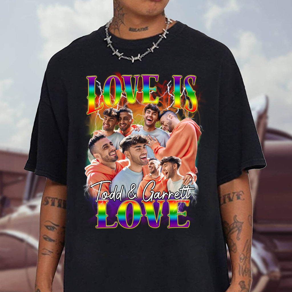Love Is Love Bootleg Rainbow – Personalisiertes LGBT-Unterstützungs-T-Shirt und Hoodie