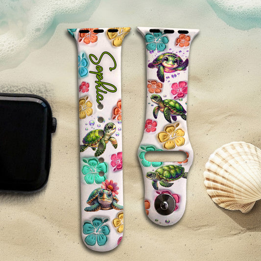 Sommerliche Vibes für Schildkrötenliebhaber – Personalisiertes Schildkröten-Armband für Apple Watch