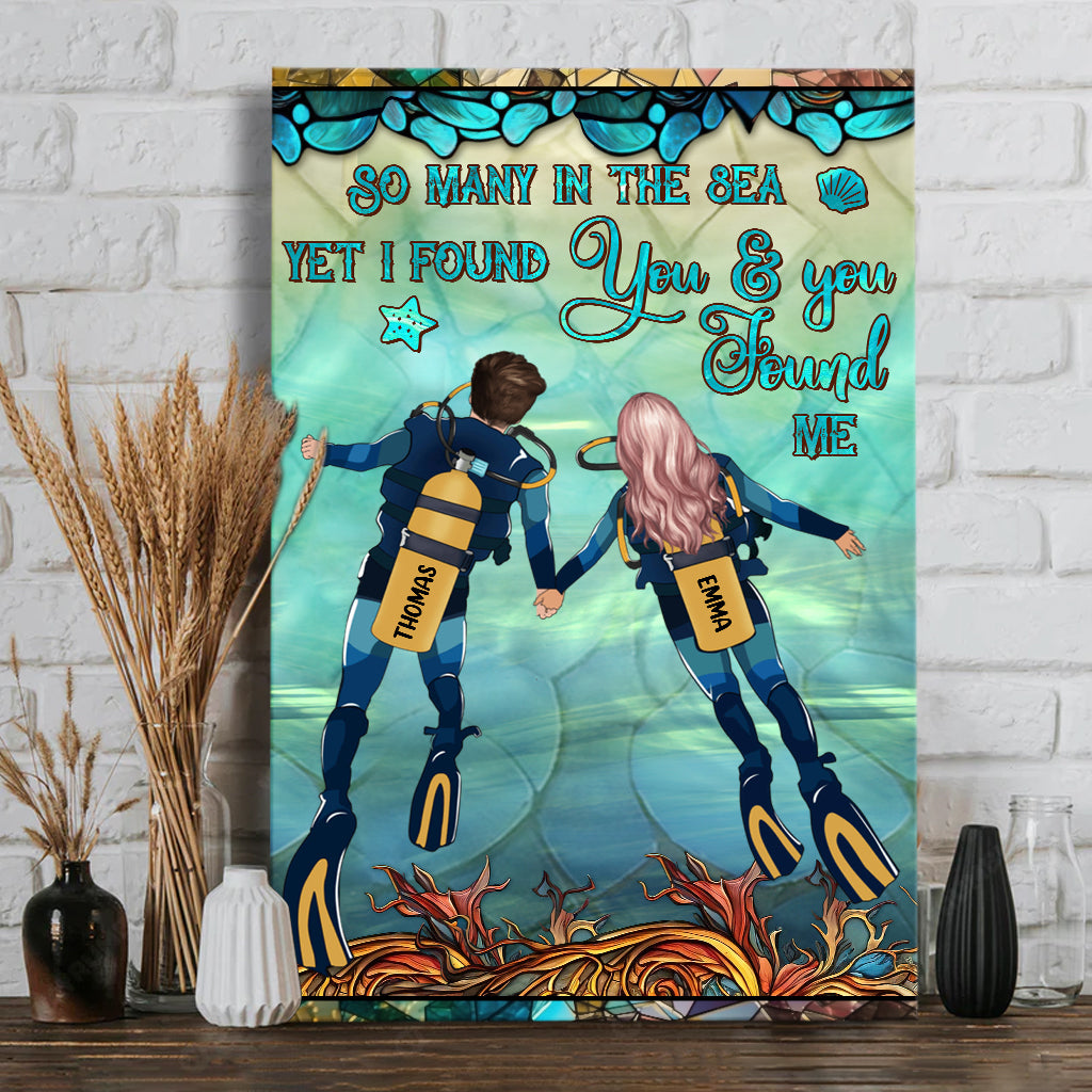 Du und ich und das Meer – Personalisierte Taucher-Leinwand und Poster