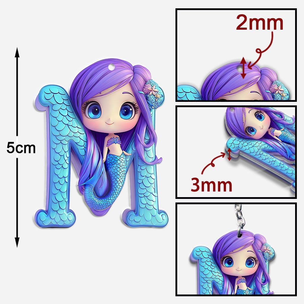 Wunderschöner Meerjungfrauen-Brief – personalisierter Schlüsselanhänger für Kinder