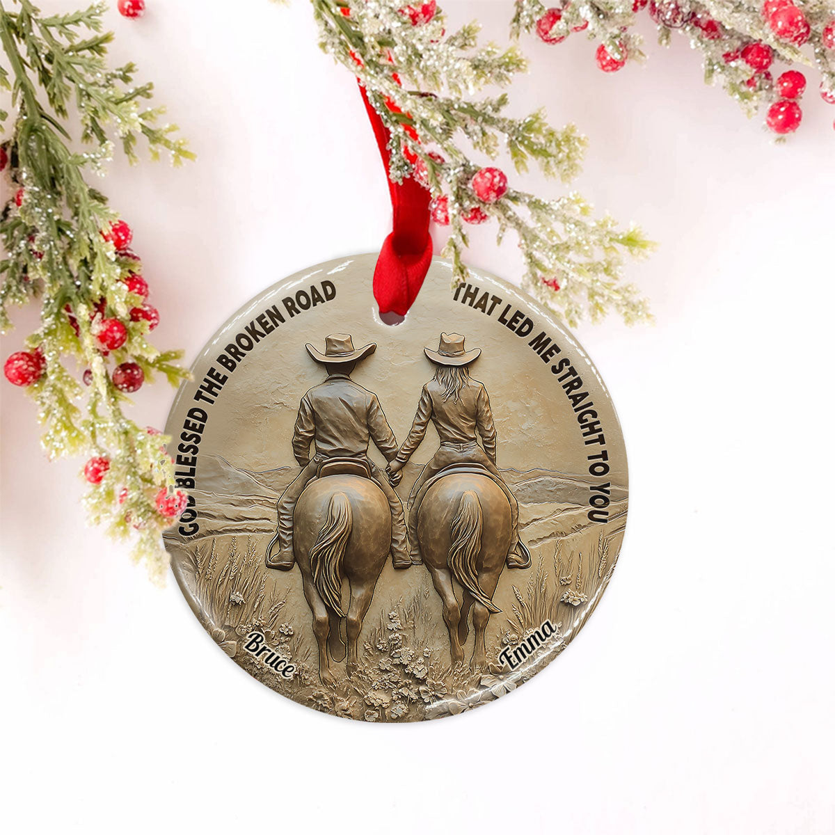 Gott segnete den holprigen Weg, der mich direkt zu dir führte – personalisierter Keramikkreis für Paare