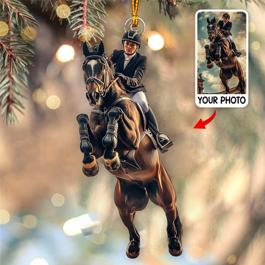 Individuell gestaltbarer Foto-Weihnachtsbaumschmuck – Personalisierter Pferde-Weihnachtsbaumschmuck in individueller Form