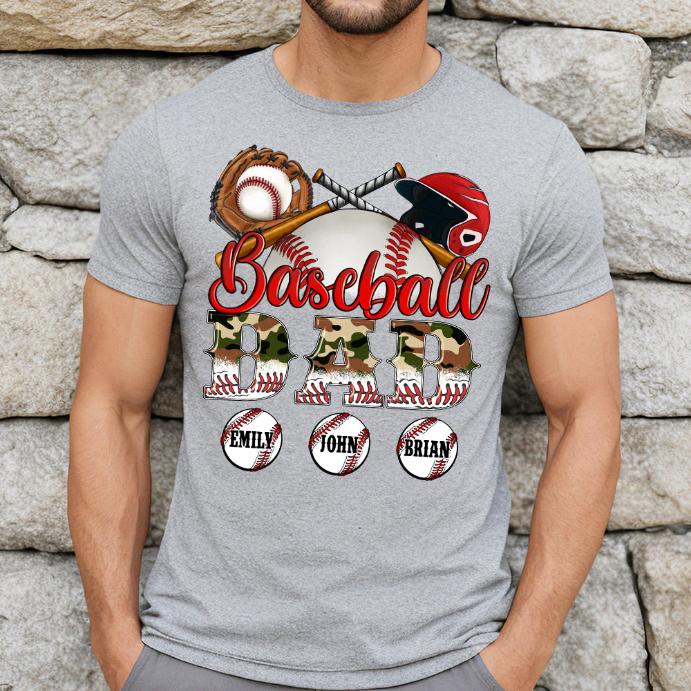 Bester Baseball-Papa aller Zeiten – Camouflage-Design – Personalisiertes Vater-T-Shirt und Hoodie