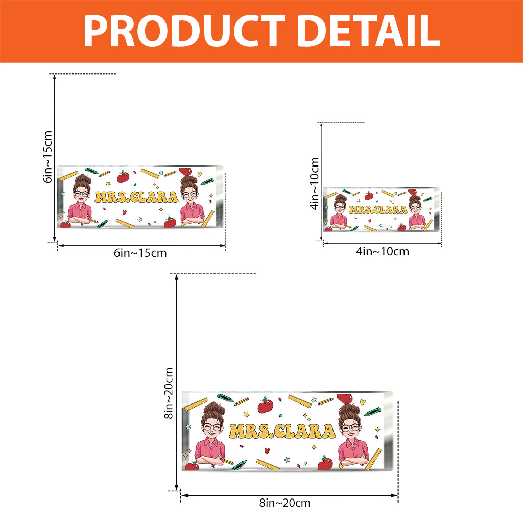 Teacher Desk Name Plate - Personalized Teacher Custom Shaped Acrylic Plaque