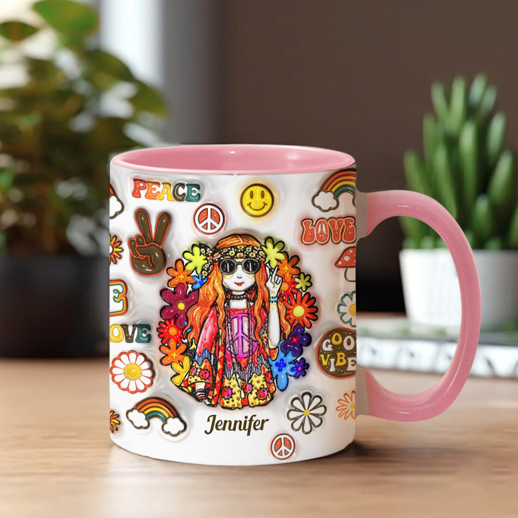 Personalisierte Hippie-Tasse für Frauen: Alte Hippies sterben nicht und verwandeln sich in verrückte Omas