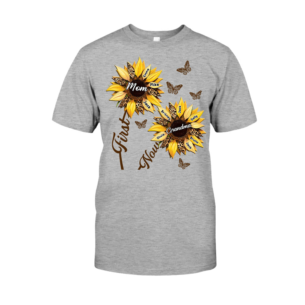 Erst Mama, jetzt Oma Sonnenblume – Personalisiertes Oma-T-Shirt und Hoodie