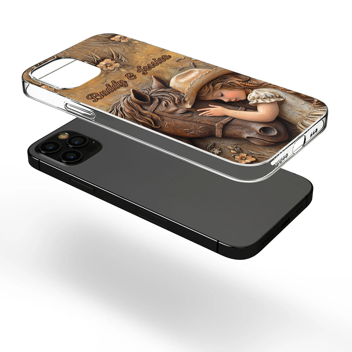 Einfach ein Mädchen, das Pferde liebt – Personalisierte transparente Handyhülle mit Pferdemotiv