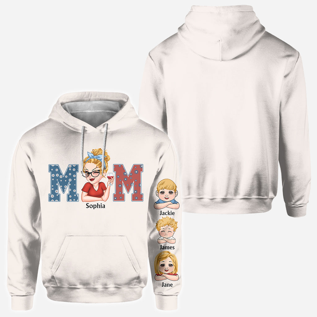Amerikanische Mama – Beliebiger Titel – Vintage-Retro-Stil – Personalisiertes Mutter-Shirt mit Allover-Aufdruck