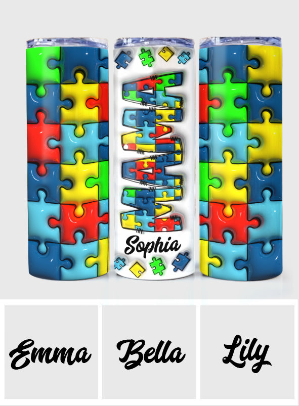 Autismus-Bewusstsein – Personalisierter, schlanker Becher zum Thema Autismus-Bewusstsein