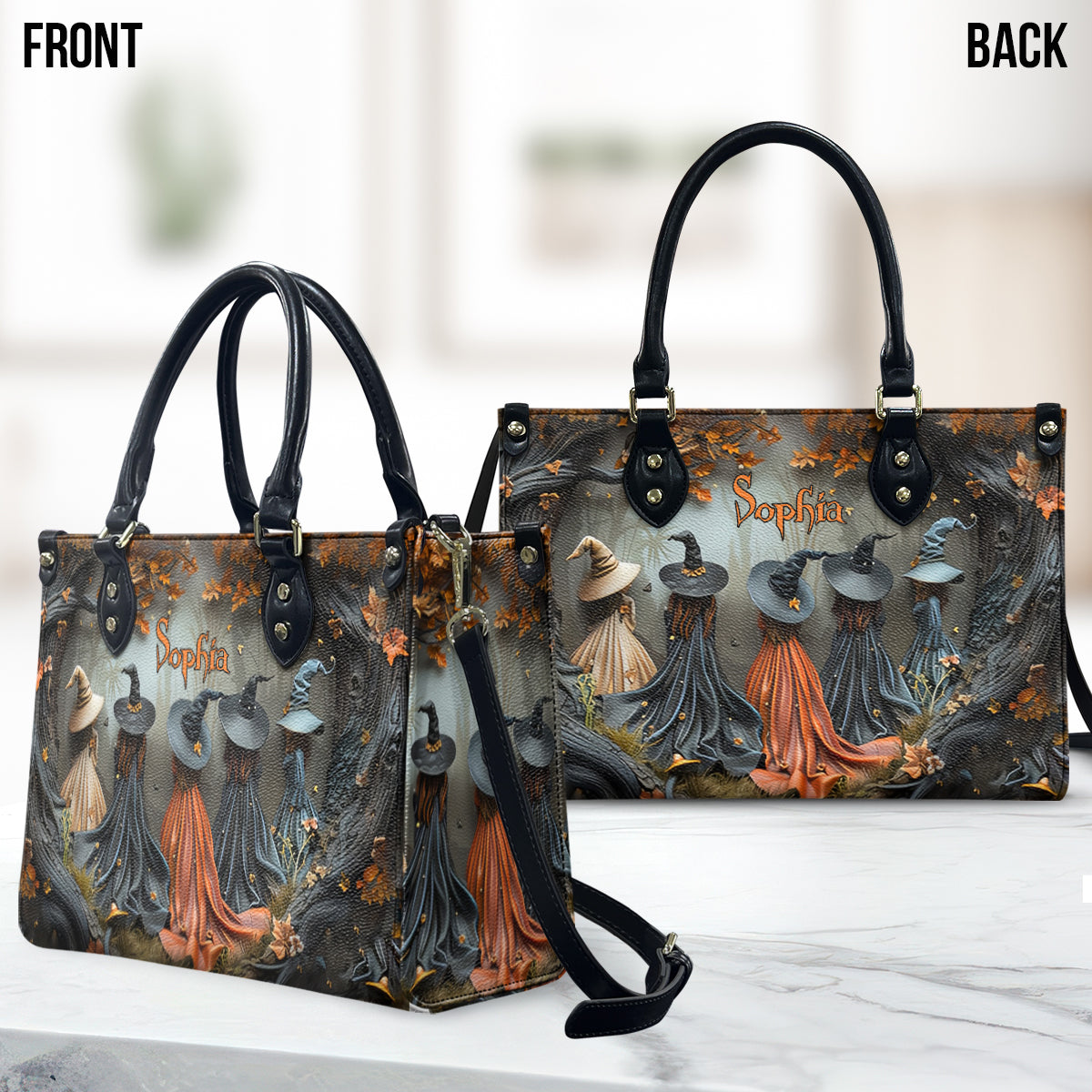 Wunderschöne Hexe – personalisierte Hexen-Lederhandtasche