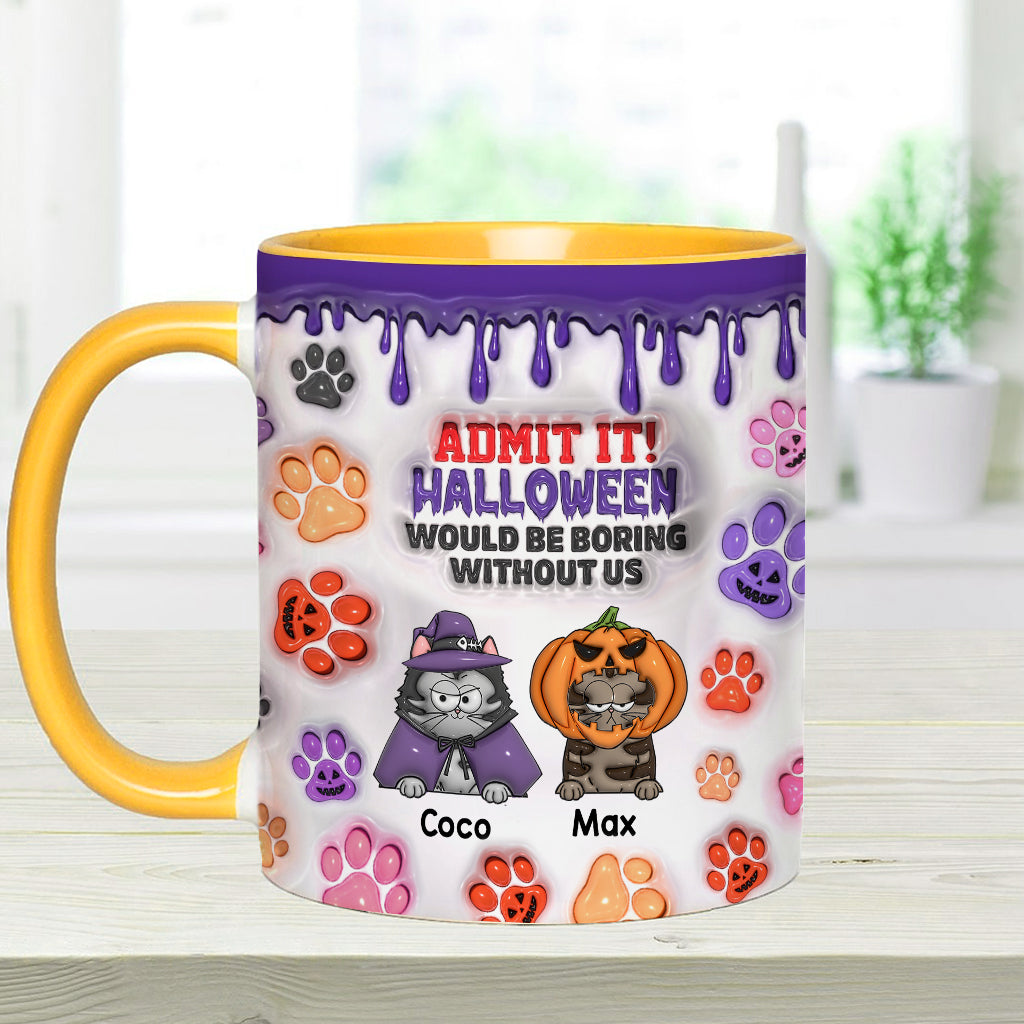 Halloween wäre ohne mich langweilig – personalisierte Tasse mit Katzenmotiv