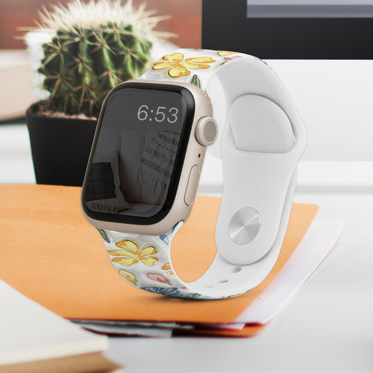 Puffy Floral Apple Watch Armband - Personalisiertes Apple Watch Armband