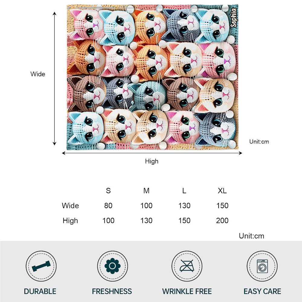 Cute Cats - Personalized Cat Blanket