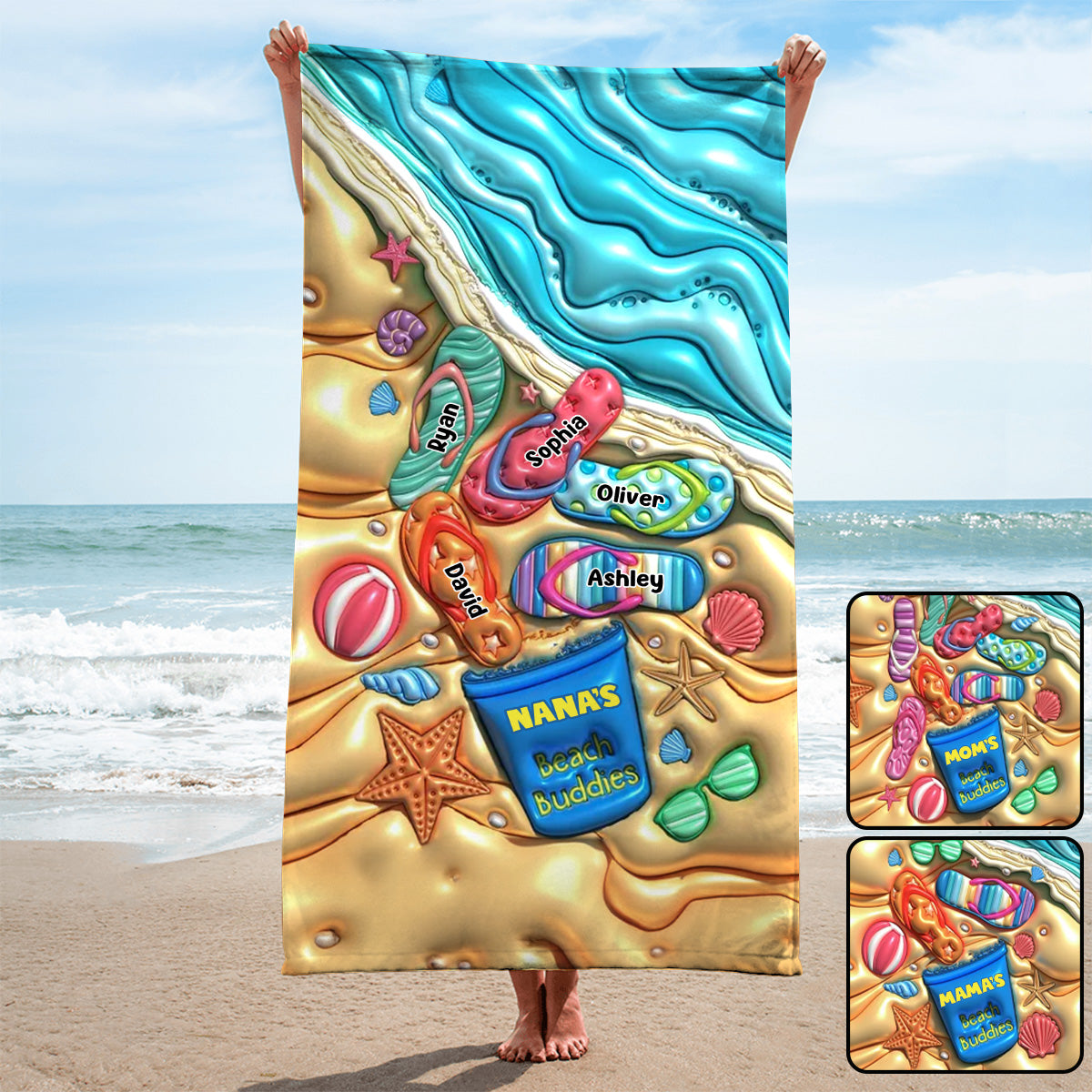 Nana's Beach Buddies – Personalisiertes Strandtuch für Oma