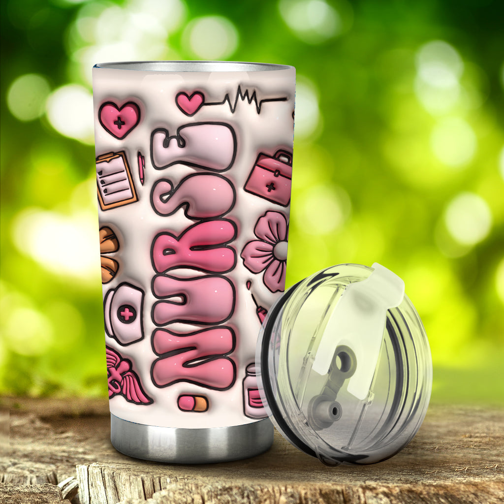 Personalisierter Krankenschwester-Trinkbecher im rosa Blumenmuster