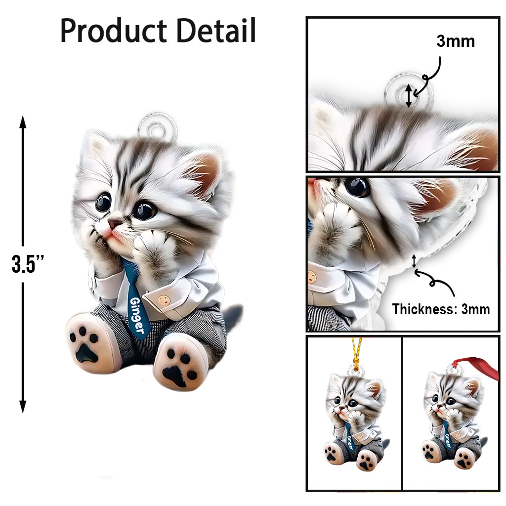 Cute Cat - Personalized Cat Custom Shaped Ornament