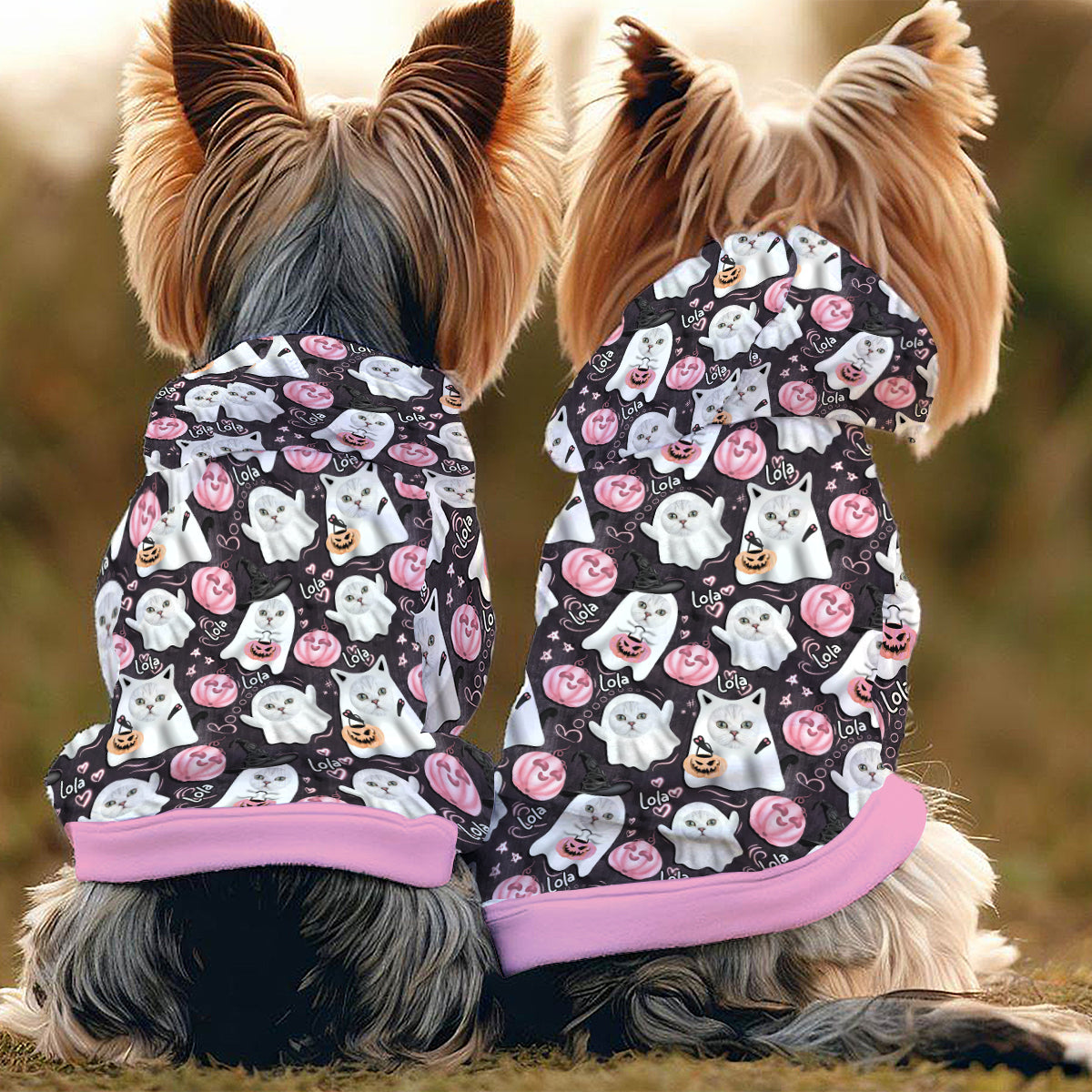 Niedlicher Halloween-Geisterhund-Katzen-Personalisierbarer Hunde-Haustier-Hoodie