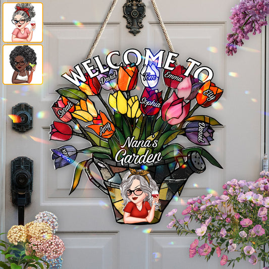 Omas Garten – Personalisiertes, individuell geformtes Holzschild „Oma“