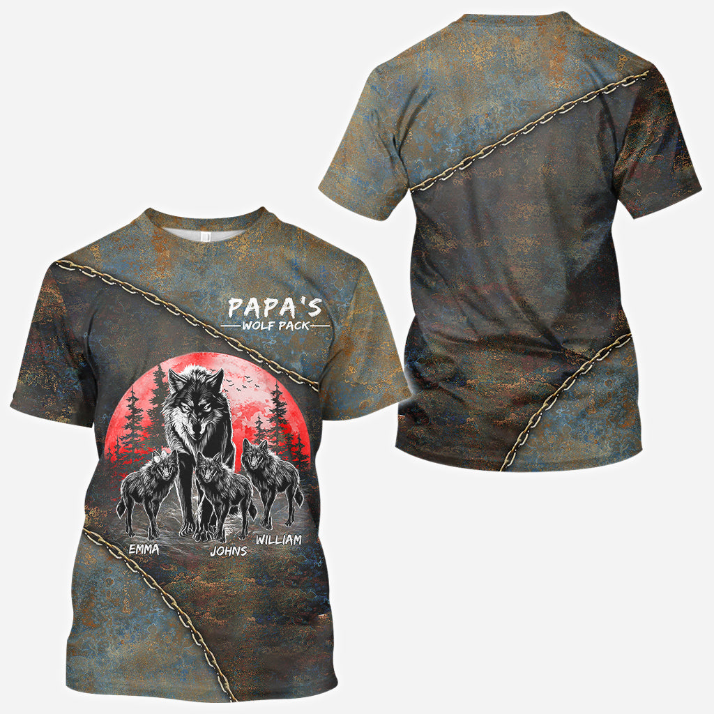 Papa Wolf Pack - Personalisiertes Vater-Shirt