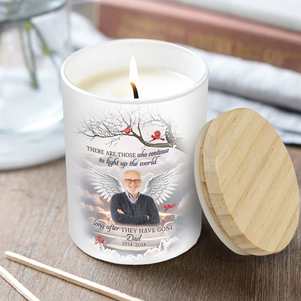 Light Up The World Sympathy Gift - Personalized Memorial Candle With Wooden Lid