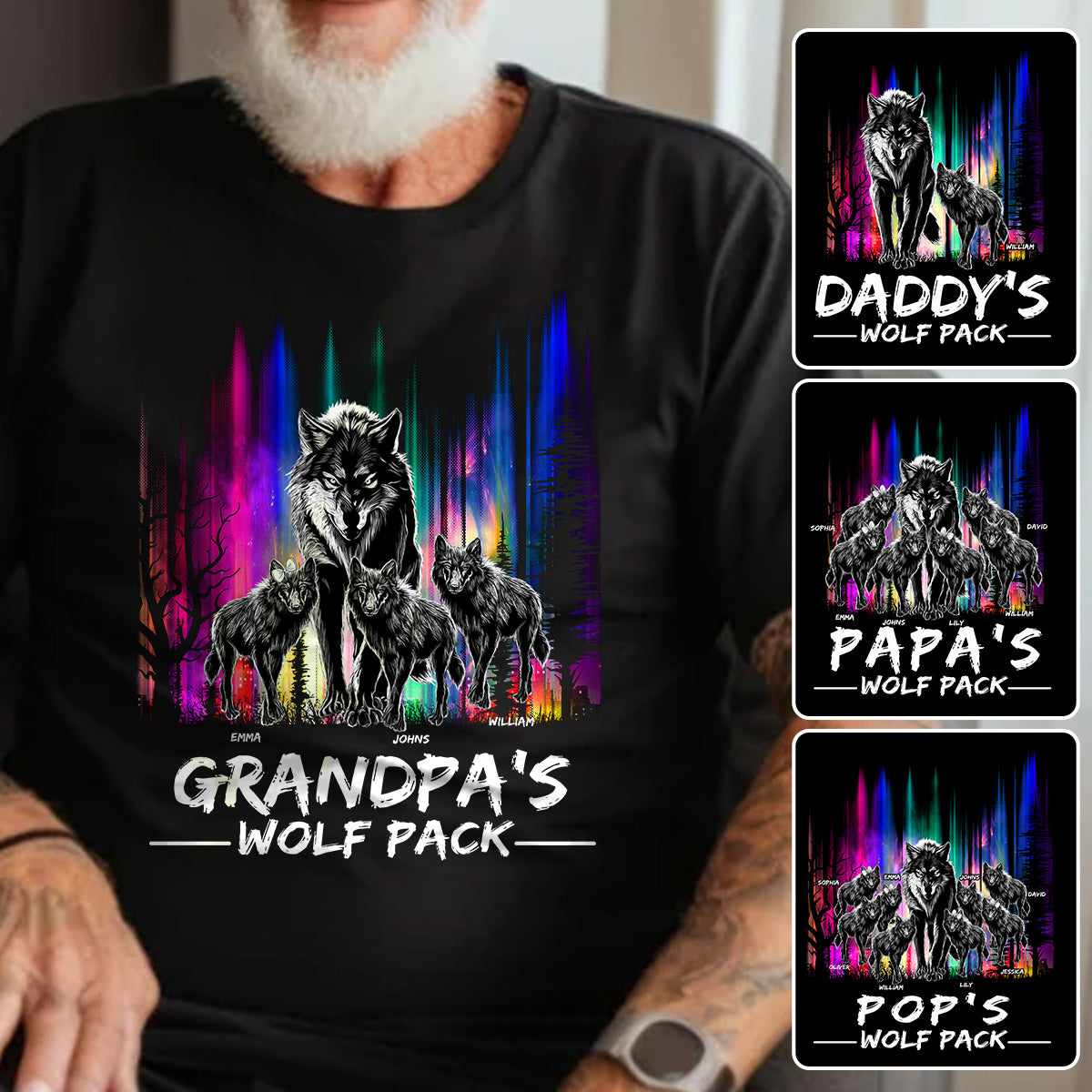 Opas Wolfsrudel – Personalisiertes Opa-T-Shirt und Hoodie