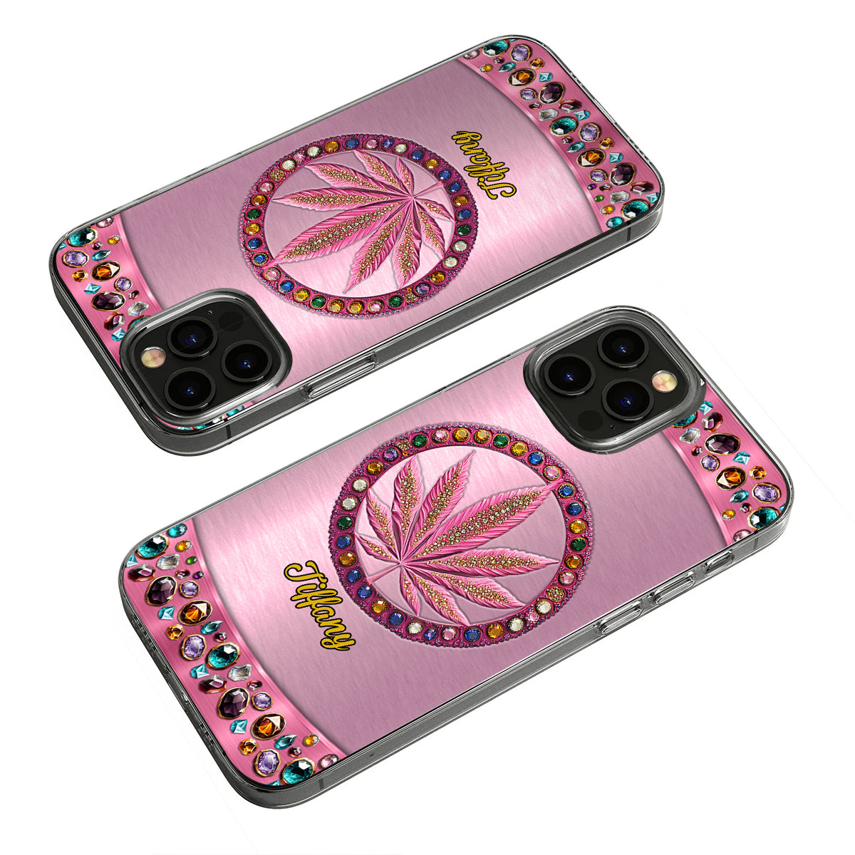 Stoner Chick – Personalisierte, durchsichtige Handyhülle mit Weed-Motiv