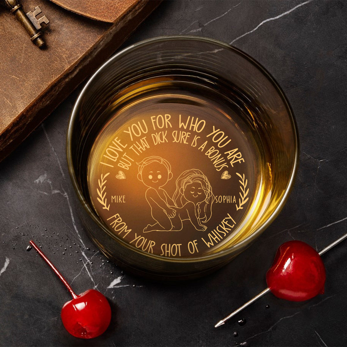 Ich liebe dich, so wie du bist – personalisiertes Whiskyglas für Paare mit Gravur