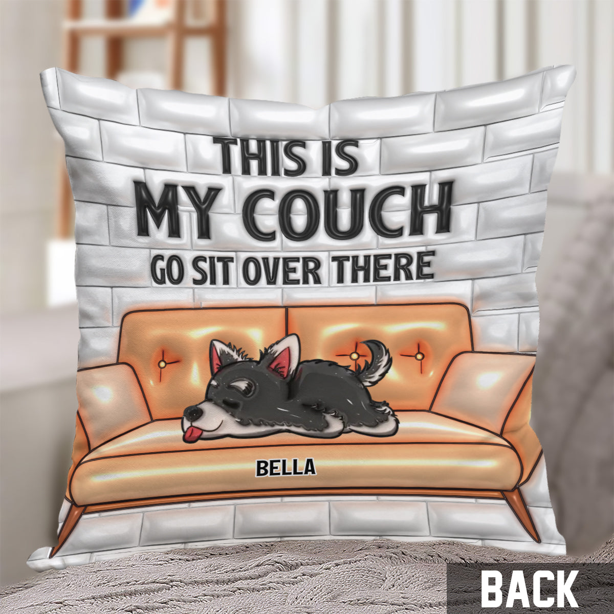 Das ist meine Couch – personalisiertes Hunde-Dekokissen