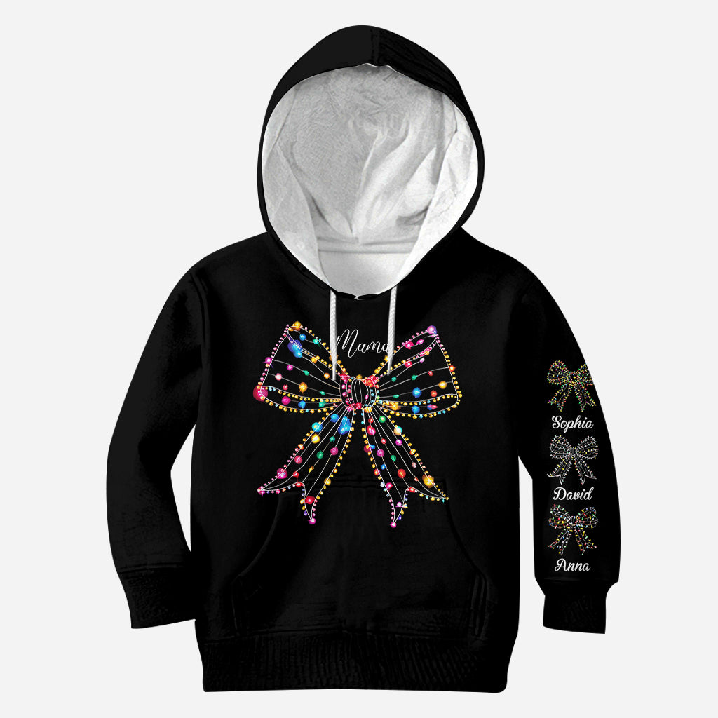 Weihnachtslichter-Schleife - Personalisiertes Mutter-Shirt