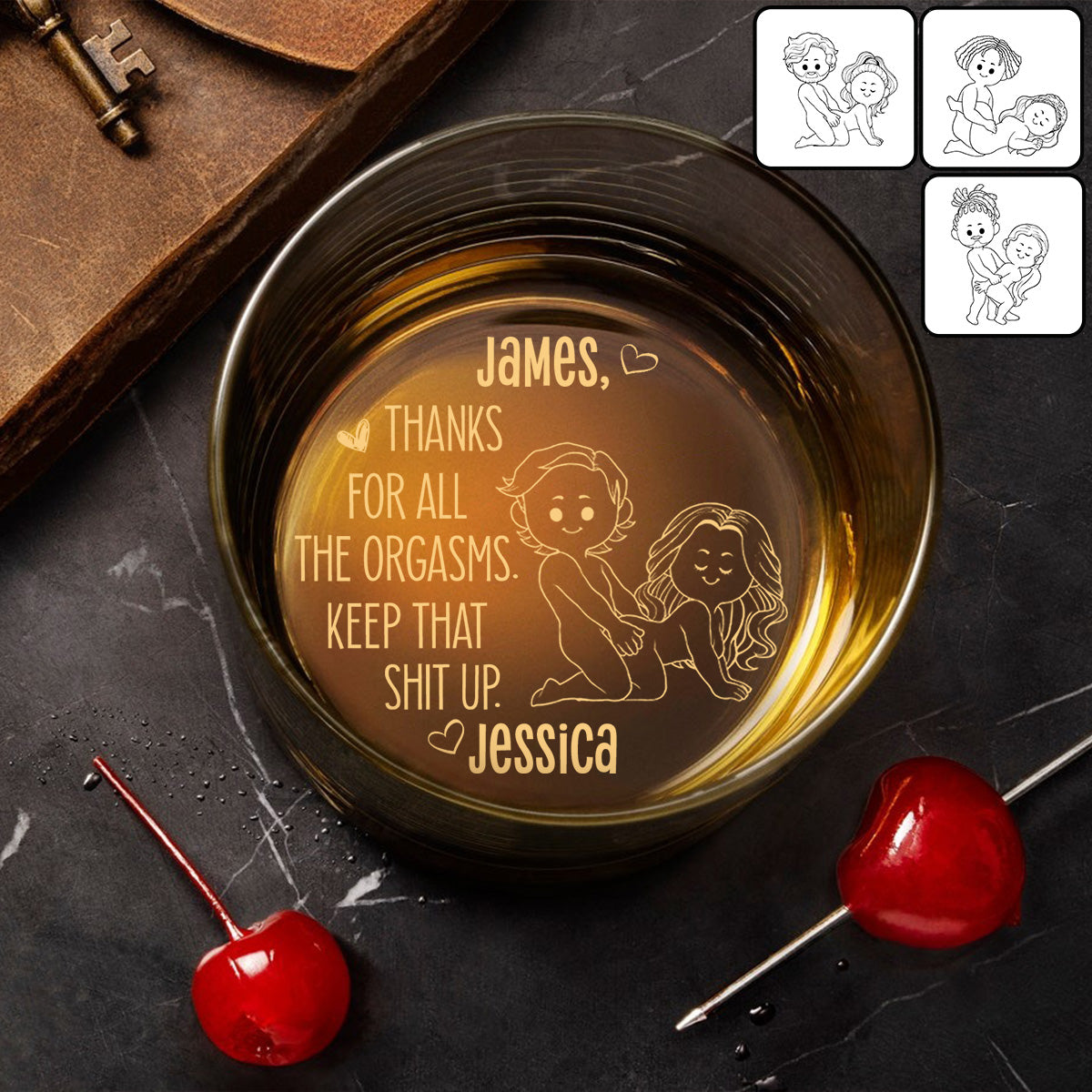 Danke für den Orgasmus – Personalisiertes Whiskyglas für Paare mit Gravur