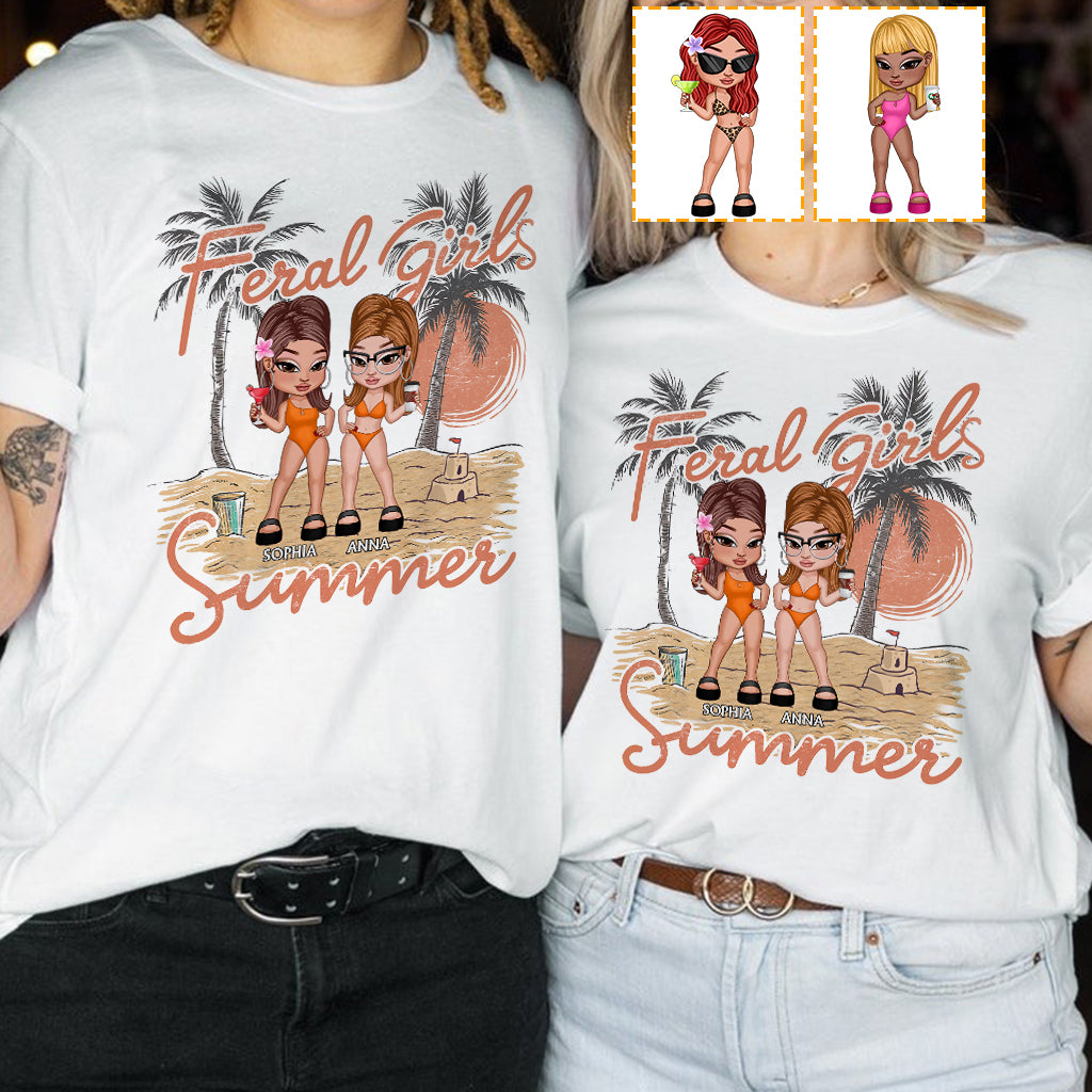 Feral Girls Sommer – Personalisiertes Bestie-T-Shirt und Hoodie
