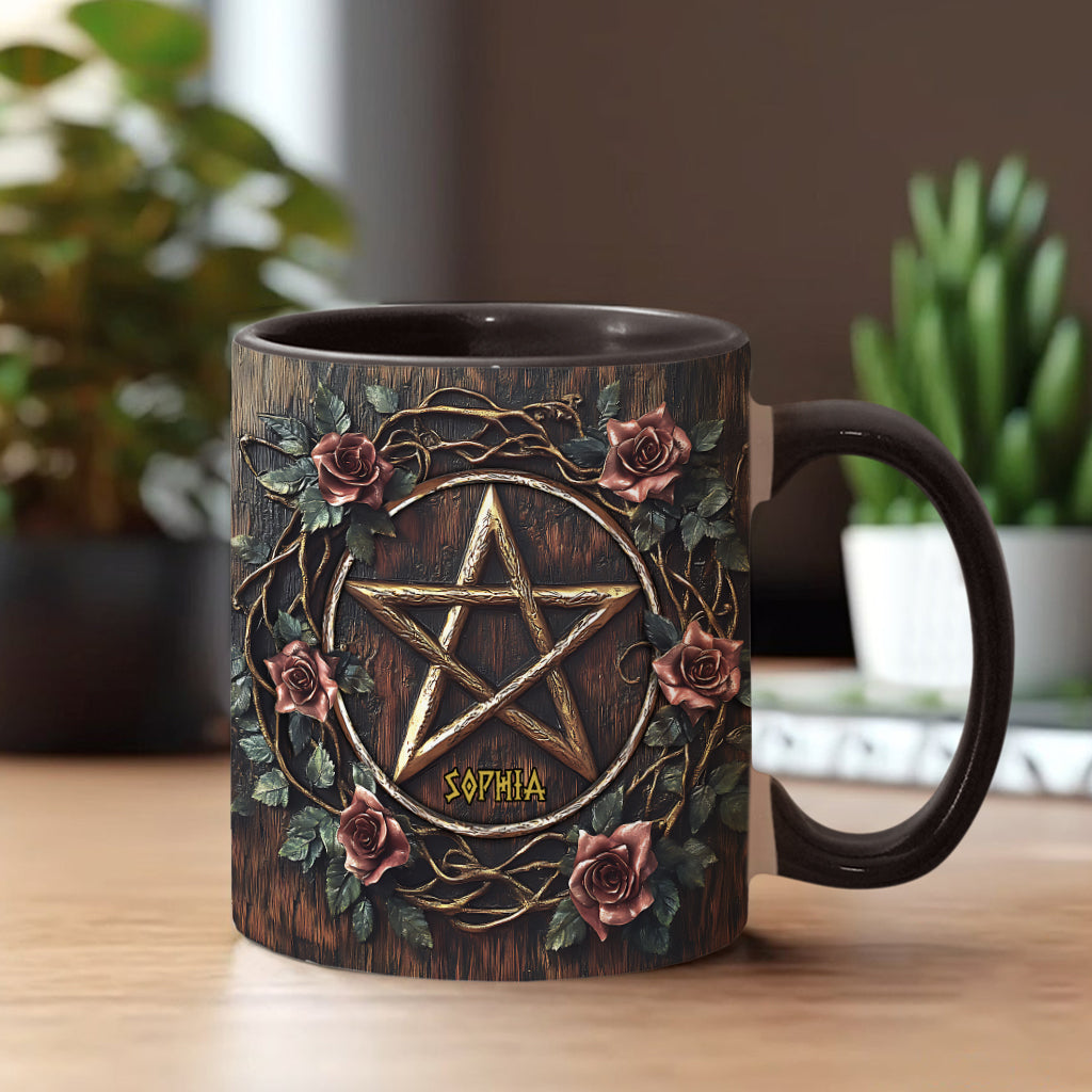 Wunderschönes Pentagramm – personalisierte Tasse mit Hexenmotiv