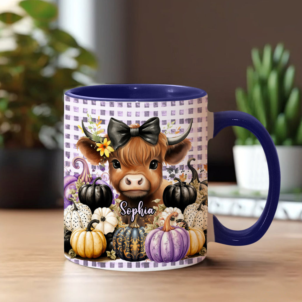 Niedliche Baby-Hochlandrind-Herbstkürbisse - Personalisierte Tasse