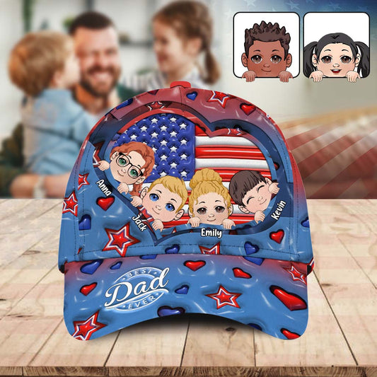 Bester Papa aller Zeiten Rot Weiß Blau - Personalisierte klassische Vaterkappe