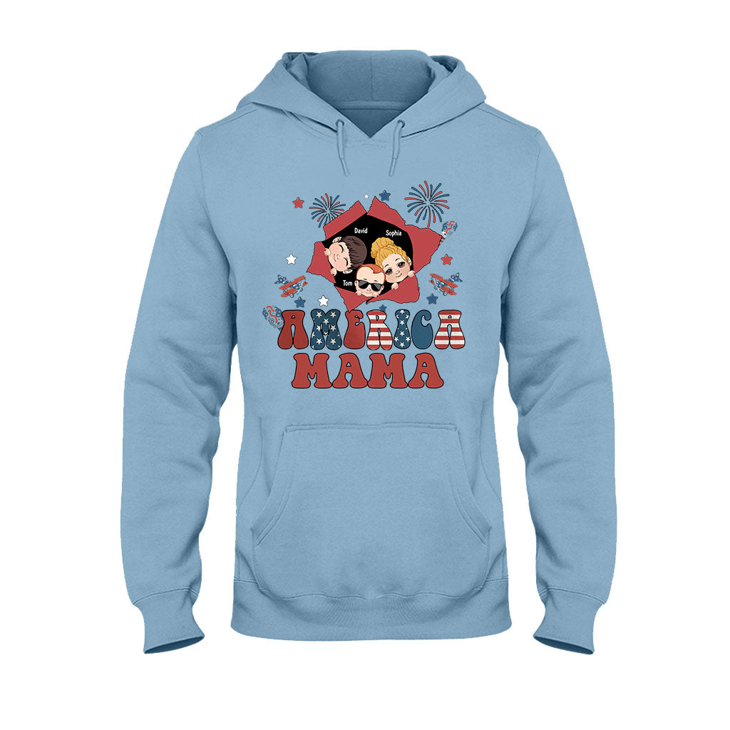 Amerikanische Mama – Beliebiger Titel, Vintage-Retro-Stil – Personalisiertes Mutter-T-Shirt und Hoodie