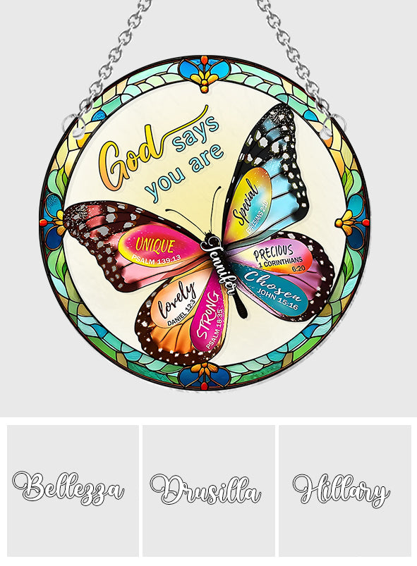 Gott sagt, du bist es – Personalisierter christlicher Fensterhänger-Sonnenfänger 