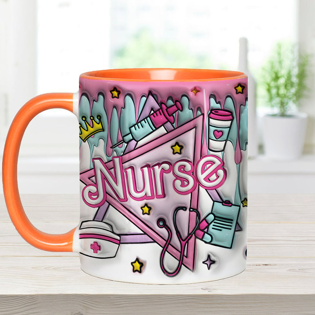 Krankenschwester-Puppe in Rosa - Personalisierte Tasse mit Krankenschwester-Motiv