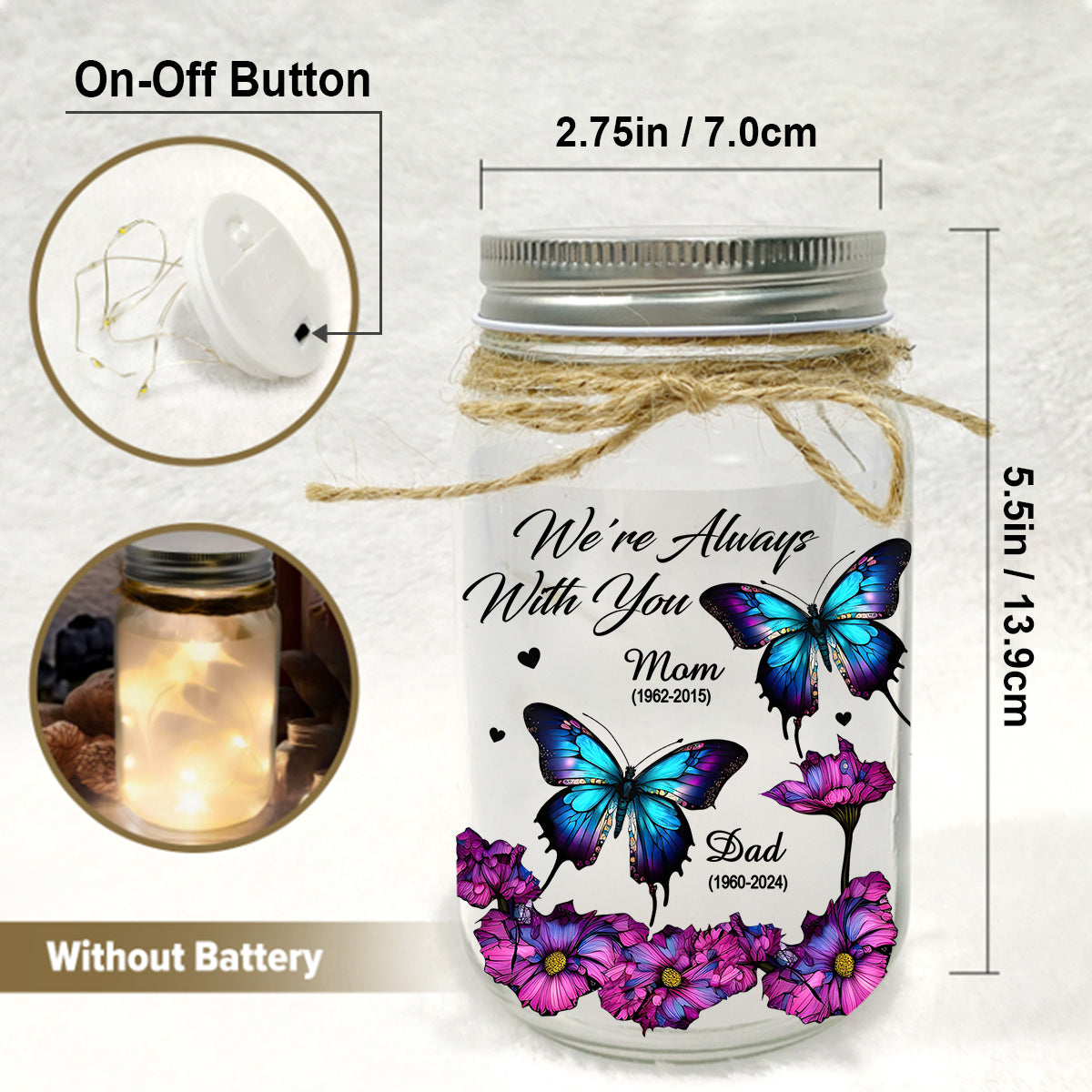 Wir sind immer bei dir – Personalisierte Gedenkleuchte im Einmachglas