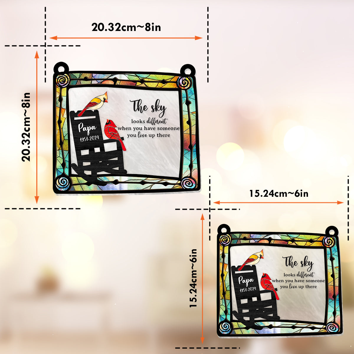 The Sky Looks Different In Loving Memory - Personalized Memorial Window Hanging Suncatcher Ornament