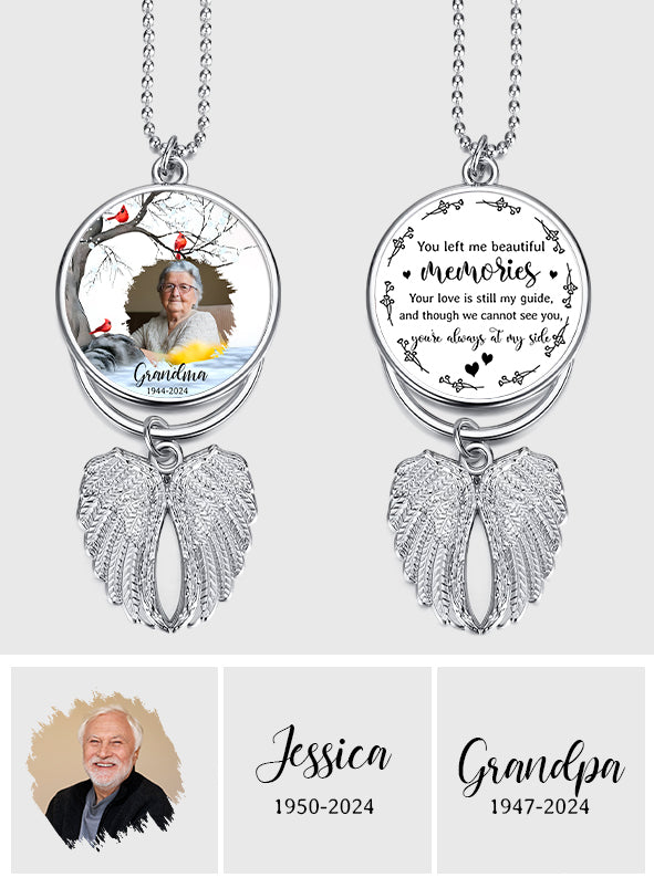 You left me beautiful memories - Personalized Memorial Wings Ornament